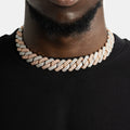 White & Rose Gold Two-Tone Moissanite Cuban Chain Necklace - 925 Sterling Silver