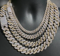 White & Yellow Gold Two-Tone Moissanite Cuban Chain Necklace - 925 Sterling Silver