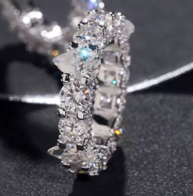 Silver Tear Drop Pear Cut Moissanite Eternity Ring - 925 Silver