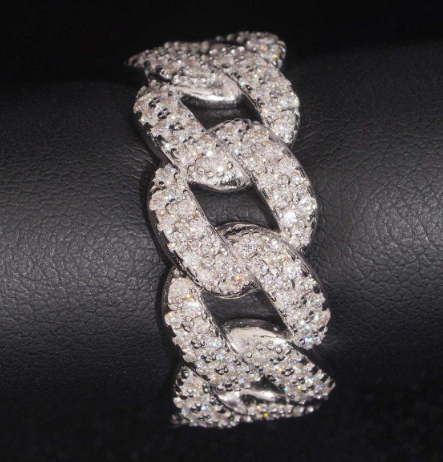 925 Silver VVS Moissanite Cuban Link Ring